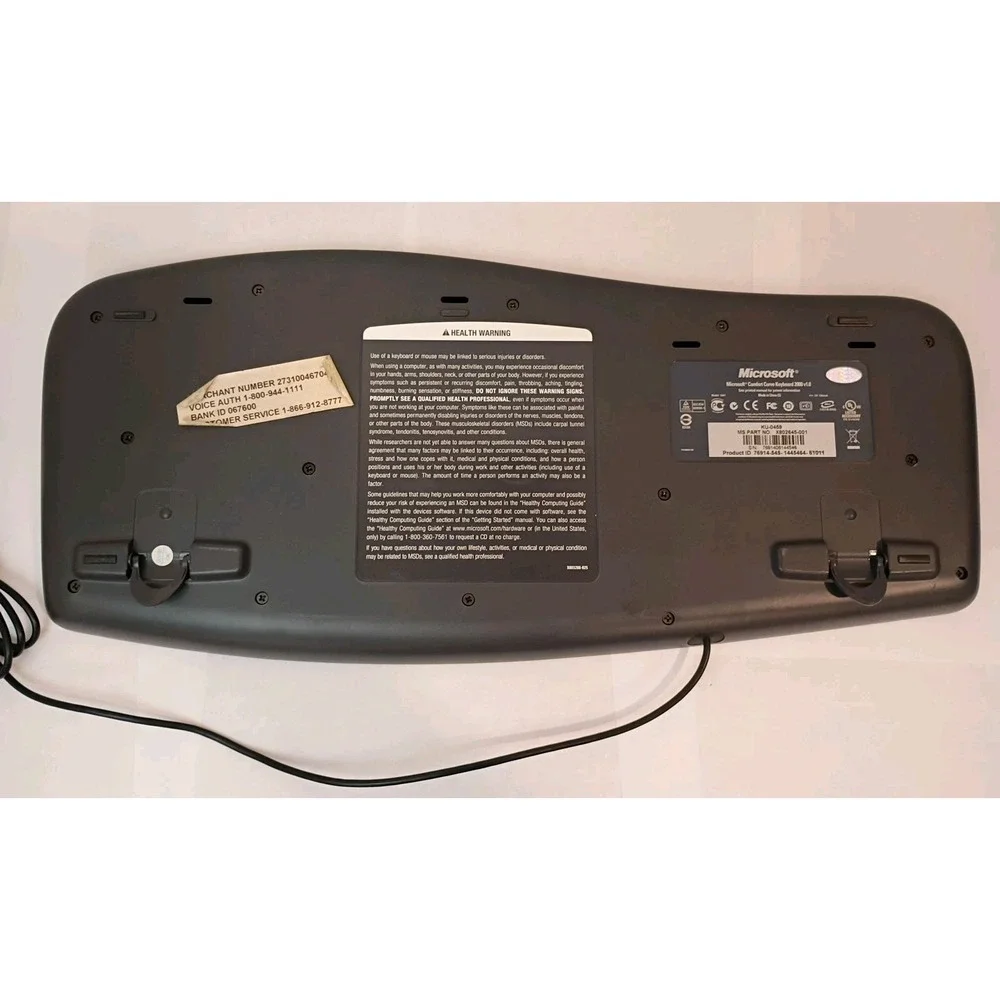 Microsoft Comfort Curve Keyboard 2000 v1.0 USB Wired Ergonomic KU-0459 - TESTED - Picture 4 of 5